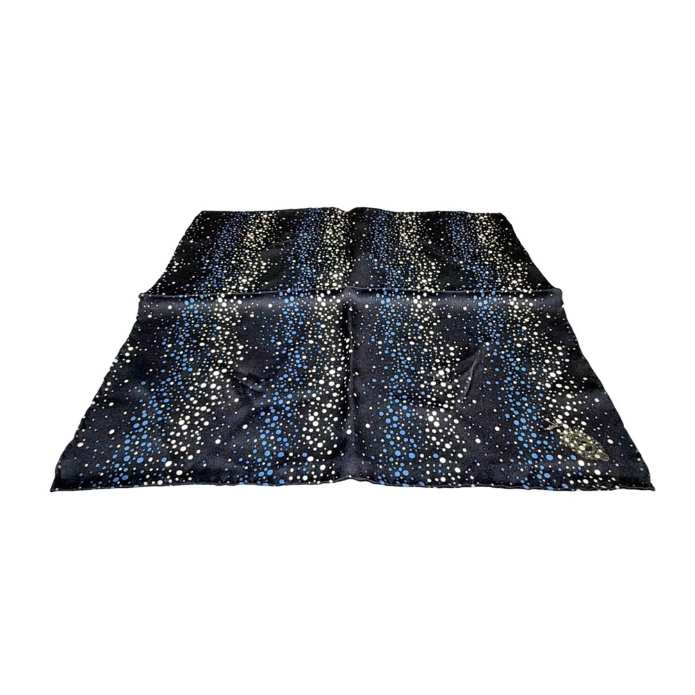 Bijan 100% Silk Pocket Square | Galaxy Pattern | Designer Crest | 13" x 13” - Picture 6 of 9